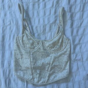 VS Pink Off White Lace‎ Bustier Top